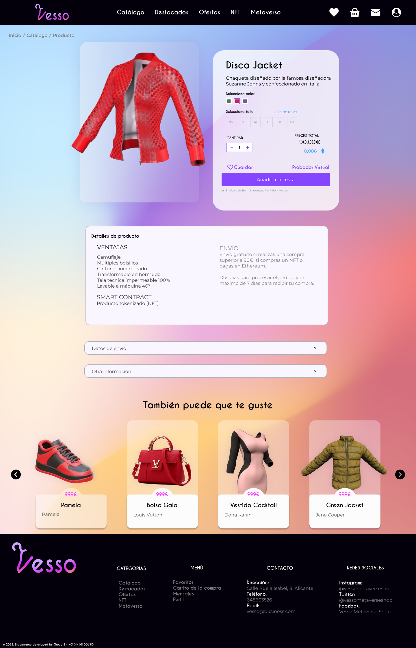 Vesso product page UI exploration 2